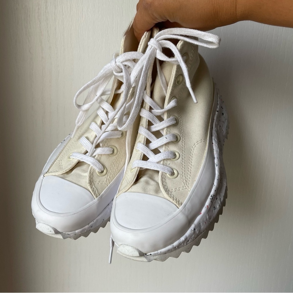 Converse Run Star Hike Crater Hi White and Cream Sneakers Size 5.5 - Picture 4 of 14